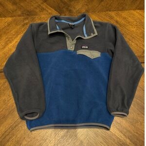 Patagonia Synchilla Snap-T Fleece Pullover Blue Grey Color Block Kids M 10